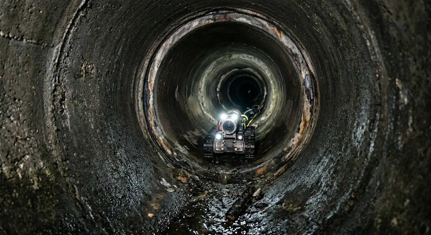 Robotic sewer camera inspecting pipe interior for Drain Snake Service in Monrovia